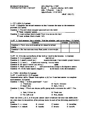 Đề kiểm tra 1 tiết môn Tiếng Anh Lớp 10 - Mã đề 520 (C) - Năm học 2019-2020 - Trường THPT số 1 Phù Cát